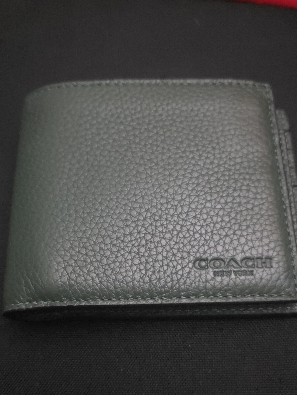 Coach Men's Pebbled Leather Wallet in Green